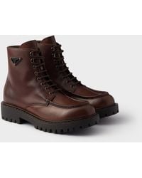 Prada - Laced Leather Booties - Lyst