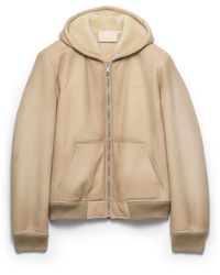 Prada - Shearling Bomber Jacket - Lyst