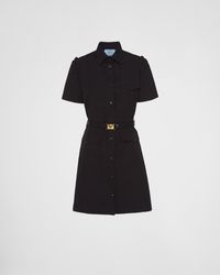 Prada - Poplin Mini-dress With Belt - Lyst