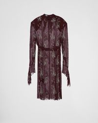 Prada - Embroidered Georgette Dress - Lyst