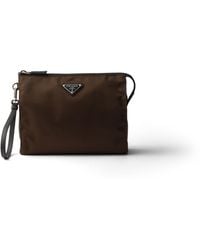 Prada - Re-Nylon And Saffiano Leather Necessaire, Sienna - Lyst