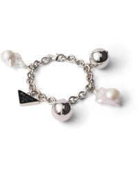 Prada - Metal Bracelet With Pearls - Lyst