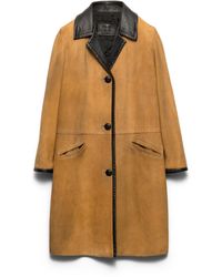 Prada - Abrigo De Ante, Mujer, Talla - Lyst