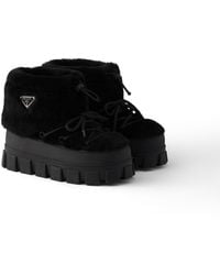 Prada - Shearling Après-Ski Boots - Lyst