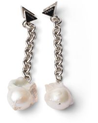 Prada - Metal And Pearl Earrings - Lyst
