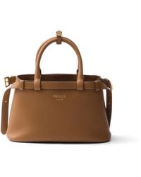 Prada - Buckle Small Leather Handbag With Double Belt - Lyst