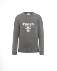 Prada - Logo-Intarsia Cashmere Sweater - Lyst