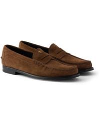 Prada - Vintage-Effect Suede Loafers, Size 6 - Lyst