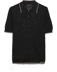 Prada - Silk And Cotton Polo Shirt - Lyst