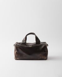 Prada Small Suede Duffle Bag in Brown | Lyst