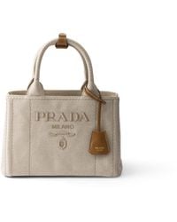 Prada - Jardinière Small Cotton Canvas Bag - Lyst