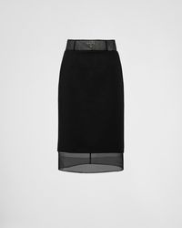 Prada - Wool And Crinoline Midi-skirt - Lyst