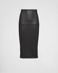 Prada - Stretch Nappa Leather Skirt - Lyst