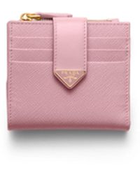 Prada - Small Saffiano And Smooth Leather Wallet - Lyst