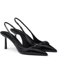 Prada - Saffiano Patent Leather Slingback Pumps - Lyst