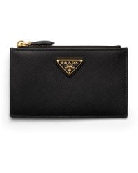 Prada - Printed Saffiano Leather Card Holder - Lyst
