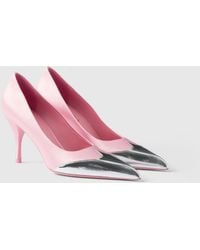 Prada - Satin And Metallic Leather Pumps - Lyst