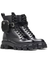 Prada - Monolith Lace-Up Boots With Pouch - Lyst