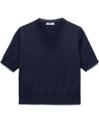 Prada - V-Neck Wool Sweater - Lyst