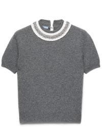 Prada - Short-Sleeved Wool And Cashmere Sweater, Slate - Lyst