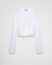 Prada - T-Shirt À Manches Longues En Jersey - Lyst