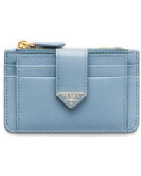Prada - Saffiano And Smooth Leather Card Holder - Lyst