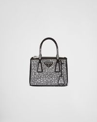 Prada - Galleria Satin Mini-Bag With Crystals - Lyst