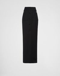 Prada - Long Wool Satin Pencil Skirt - Lyst