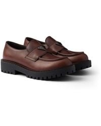Prada - Brushed Leather Loafers - Lyst