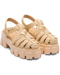 Prada - Monolith Crochet Cage Sandals - Lyst