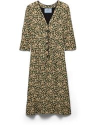 Prada - Embroidered Printed Sable Dress, Bottle - Lyst