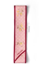 Prada - Printed Silk Twill Skinny Scarf - Lyst
