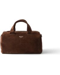 Prada - Small Suede Duffle Bag - Lyst