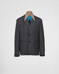 Prada - Single-breasted Wool Jacket With Collar - Lyst