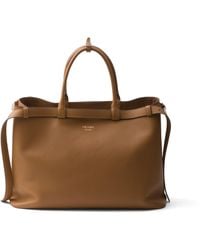 Prada - Buckle Handtasche Aus Leder Mit Doppeltem Gürtel, Herren - Lyst