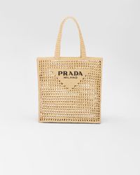 Prada - Crochet Tote Bag With Logo - Lyst