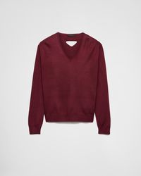Prada - Pull À Col V En Laine - Lyst