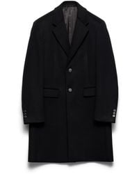 Prada - Single-Breasted Wool Blend Coat - Lyst