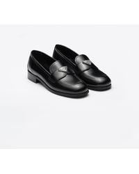Prada Brushed Leather Loafers in Black - Save 7% - Lyst