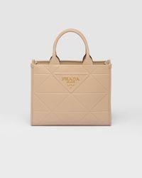 Prada - Small Leather Symbole Bag With Topstitching - Lyst
