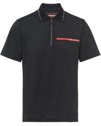 Prada - Technical Piqué Polo Shirt - Lyst