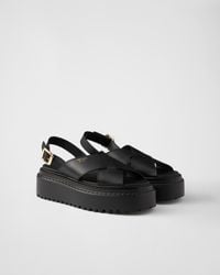 Prada - Plateausandalen Aus Leder - Lyst
