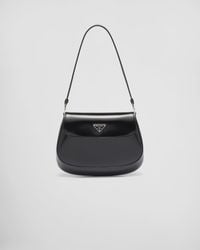 Prada Cleo Brushed Leather Shoulder Bag With Flap in Metallic | Lyst
