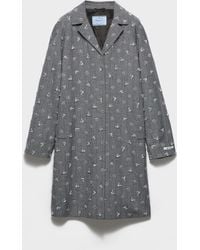 Prada - Single-Breasted Embroidered Pinstripe Coat - Lyst