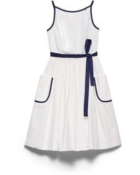 Prada - Slubbed Toile Sleeveless Dress - Lyst