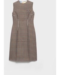 Prada - Checked Georgette Dress - Lyst