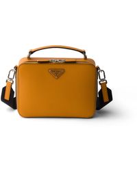 Prada - Brique Medium Saffiano Leather Bag, Amber - Lyst