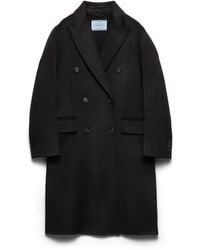 Prada - Double-Breasted Double Cashwool Coat - Lyst