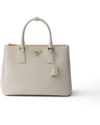 Prada - Galleria Large Saffiano Leather Bag, Chalk - Lyst