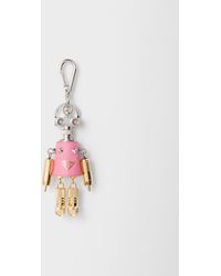 Prada - Robot Saffiano Leather Key Ring Charm - Lyst